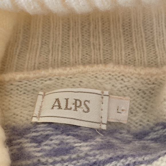 ALPS Nordic Design Cream, Green, & Lavender Wool Reindeer Sweater Womens Large - Picture 2 of 13